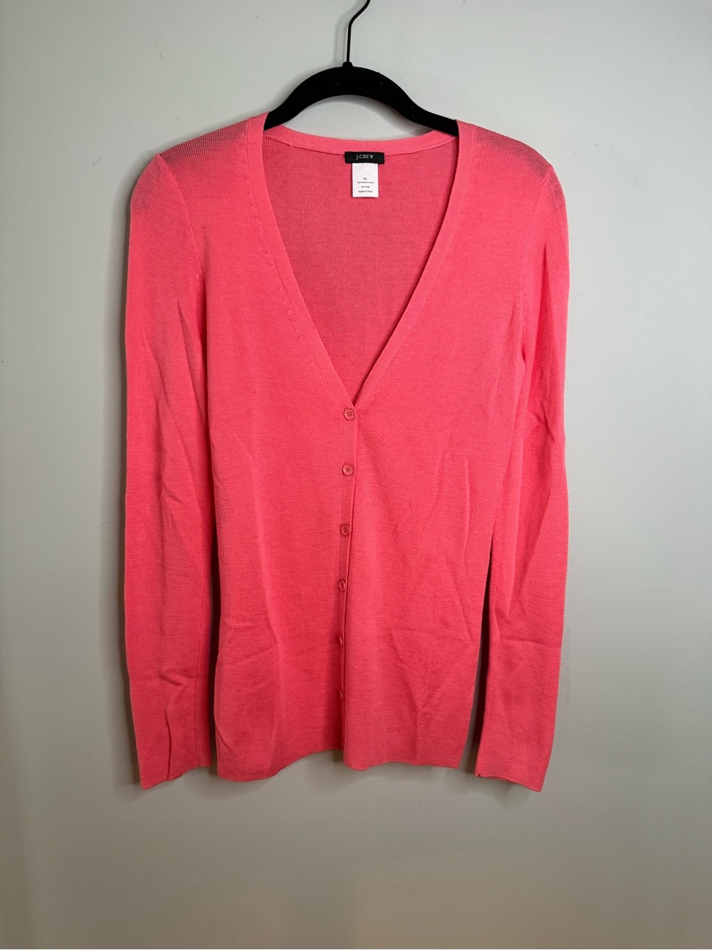 J Crew Women’s 100% Merino Wool Lightweight Coral Cardigan Sweater - Size XS